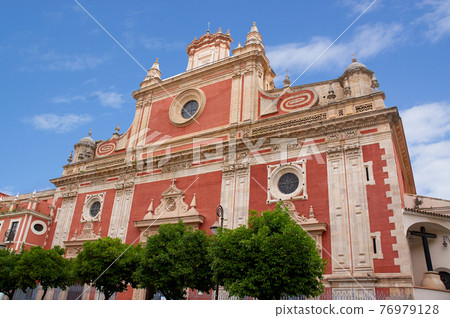 Historic buildings and monuments of Seville, Spain. hands. Statue. Iglesia Colegial Salvador 76979128