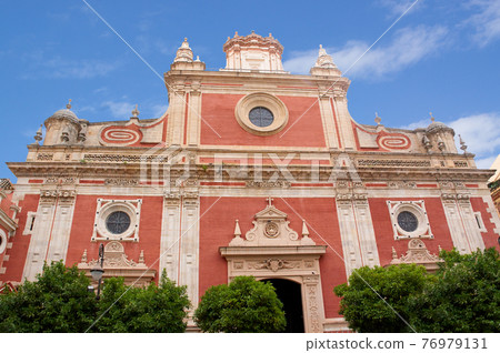 Historic buildings and monuments of Seville, Spain. hands. Statue. Iglesia Colegial Salvador 76979131