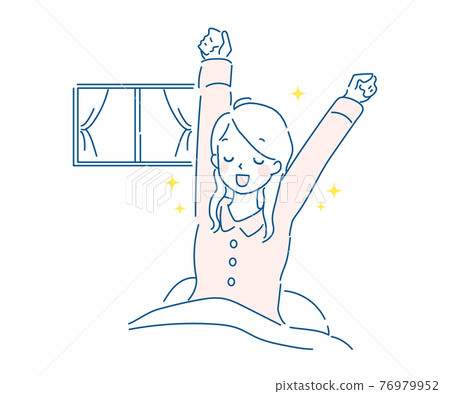 Illustration of a woman who is refreshing to wake up 76979952