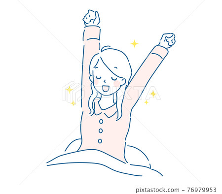 Illustration of a woman who is refreshing to wake up Illustration of a woman who is refreshing to wake up 76979953
