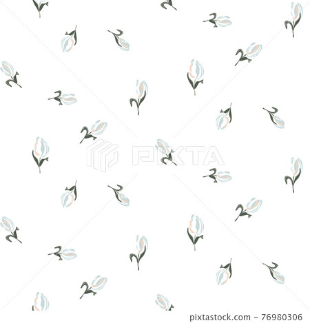 Seamless small tulips spring flowers illustration. Floral background pattern fabric print. 76980306