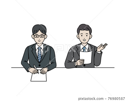 Interviewer Men in suits Meeting Meeting Illustration material 76980587