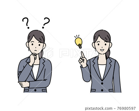Questions, thoughts, ideas, flashing poses, women in suits, illustration materials Questions, thoughts, ideas, flashing poses, women in suits, illustration materials 76980597