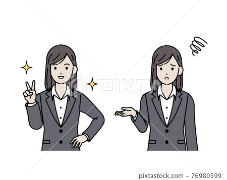 Female office worker in a suit, peaceful pose, illustration material Female office worker in a suit, peaceful pose, illustration material 76980599