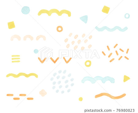 Watercolor pattern set line background decoration pattern hand-painted texture frame decoration cute 76980823