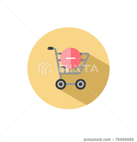 Shopping cart. Delete product. Flat icon in a circle. Commerce vector illustration 76980888