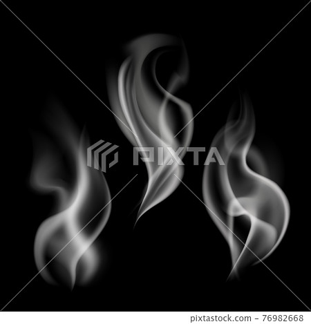 White realistic coffee cup with smoke isolated on transparent