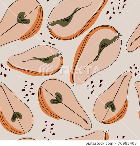 Seamless pattern with modern trendy art style pears Seamless pattern with modern trendy art style pears 76983408
