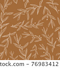 Abstract Botanical Seamless pattern with line art plant branches 76983412