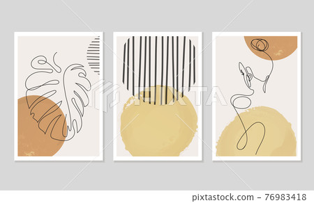 Set of creative abstract modern trendy wall art 76983418