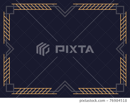 Art deco frame. Vintage linear border. Design a template for invitations, leaflets and greeting cards. Geometric golden frame. The style of the 1920s - 1930s. Vector illustration 76984518