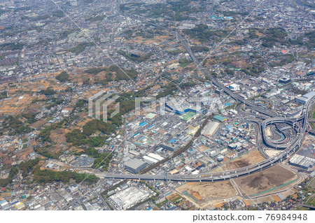 Aerial view of the vicinity of the Kohoku interchange in Yokohama, Kanagawa 76984948