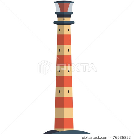 Vector lighthouse illustration tall stripped beacon tower logo 76986832