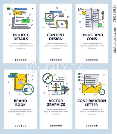 Vector line art web and mobile app template set - Stock Illustration ...