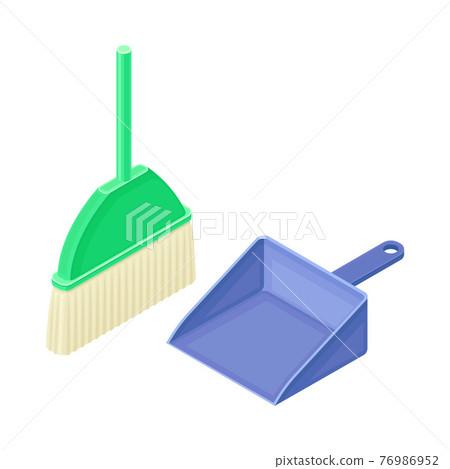 Broom and Dustpan as Household Cleaning... - Stock Illustration ...