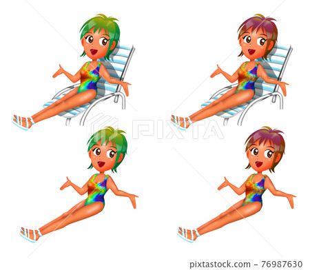 泳裝女孩,池畔 01 泳裝女孩,池畔 01 76987630