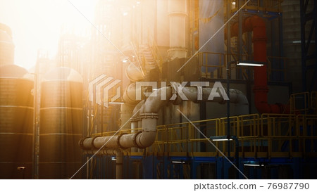 Oil Industry Refinery factory at Sunset 76987790