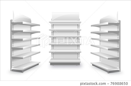Shelving rack for store trading empty template for design stock vector illustration isolated on white background Shelving rack for store trading empty template for design stock vector illustration isolated on white background 76988650