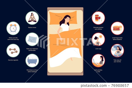 A vector illustration of how to fight insomnia infographic A vector illustration of how to fight insomnia infographic 76988657