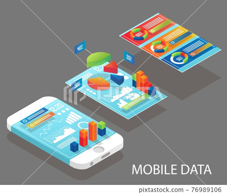 Mobile data vector flat isometric illustration - Stock Illustration ...