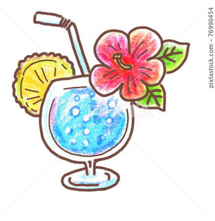 熱帶飲料_蠟筆風格 熱帶飲料_蠟筆風格 76990454