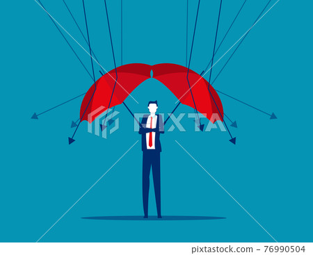 A businessman reflect low graph with umbrella 76990504
