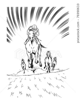 Racehorse, and jockey, front, race 76990610