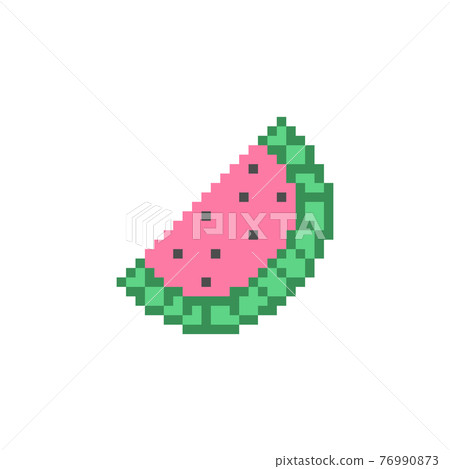 Pixel watermelon slice illustration icon.... - Stock Illustration ...