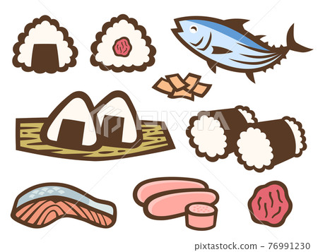 剪紙插圖集飯糰和配料 76991230