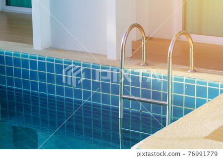 blue swimming pool at hotel with stair blue swimming pool at hotel with stair 76991779