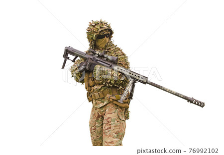 Soldier with rifle isolated on white background Soldier with rifle isolated on white background 76992102