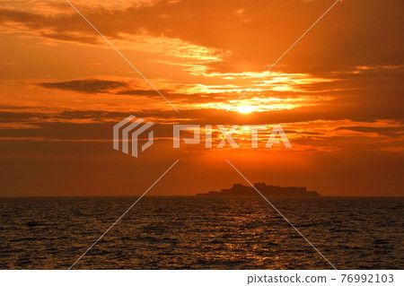 Evening view of warship island Evening view of warship island 76992103