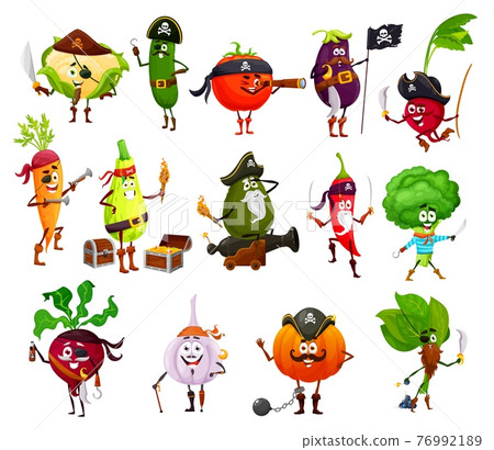 Pirate, corsair and buccaneer vegetable characters 76992189