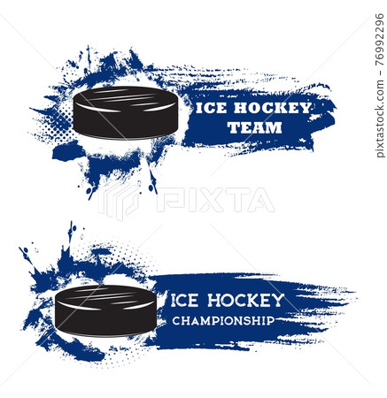 Ice hockey sport tournament grungy vector banners 76992296
