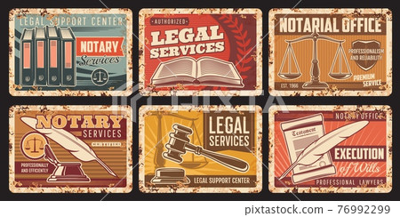 Notary service, notarial office rusty metal plates 76992299