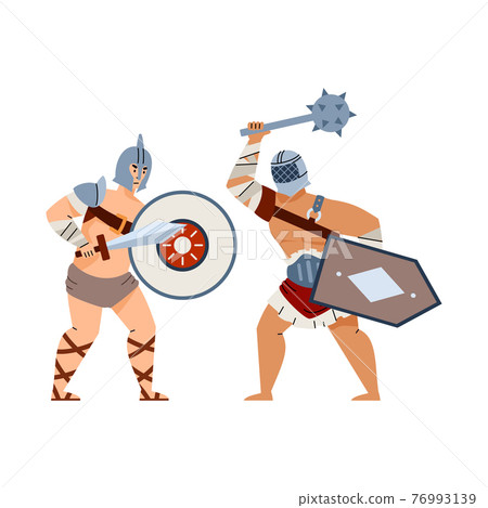 cartoon roman gladiators fighting