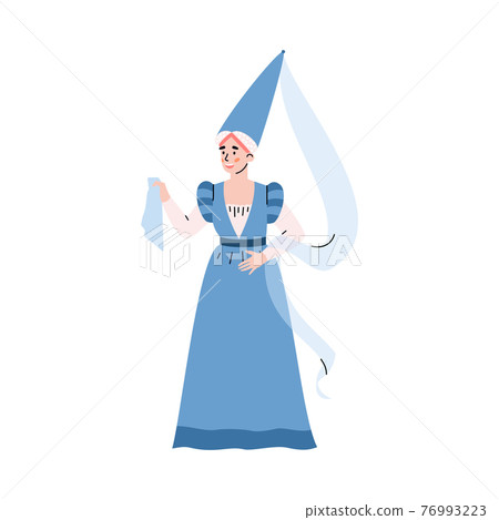 Medieval woman in ancient historical traditional costume a vector illustration 76993223