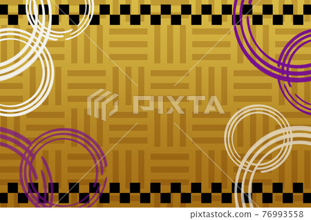 Japanese-style background with ripples, rectangular gold, three-break pattern and checkered pattern Japanese-style background with ripples, rectangular gold, three-break pattern and checkered pattern 76993558