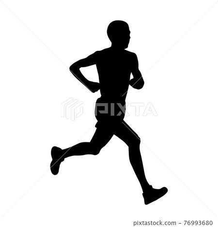 male athlete runner run black silhouette male athlete runner run black silhouette 76993680