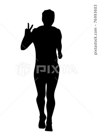female runner show hand peace sign female runner show hand peace sign 76993683