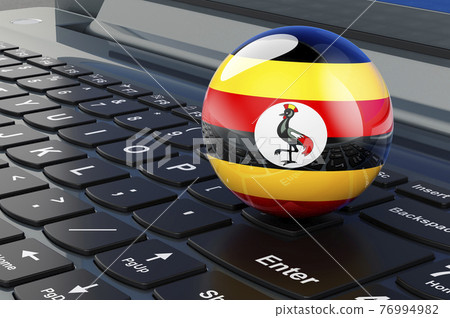 Ugandan flag on laptop keyboard. Online business, education, shopping in Uganda concept. 3D rendering Ugandan flag on laptop keyboard. Online business, education, shopping in Uganda concept. 3D rendering 76994982