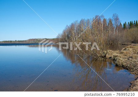 spring  flooding on the lake 76995210
