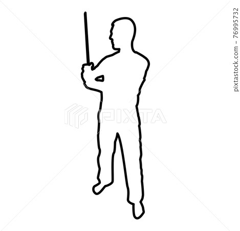 Man with sword machete Cold weapons in hand  76995732