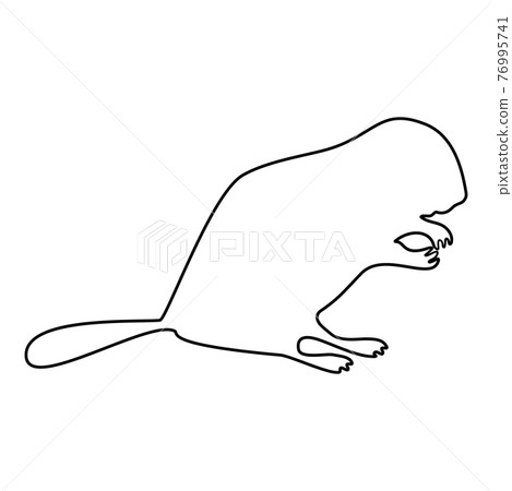 Beaver animal Rodent stand contour outline black Beaver animal Rodent stand contour outline black 76995741