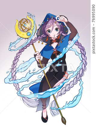 Illustration of a girl using the magic of water Illustration of a girl using the magic of water 76995890