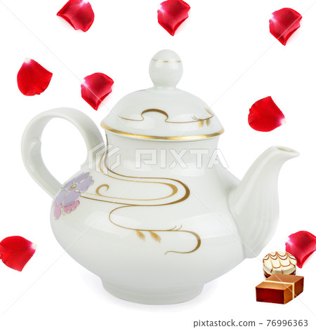 Beautiful vintage teapot isolated on white. 76996363