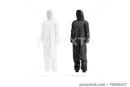 Blank black and white plush jumpsuit mock up, side view Blank black and white plush jumpsuit mock up, side view 76996437