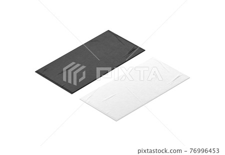 Blaank black and white unfolded bit towel mockup, isolated 76996453