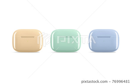 Blank colored small headphones case mockup stand, front view 76996481