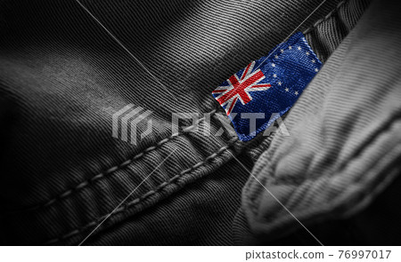Tag on dark clothing in the form of the flag of the Cook Islands Tag on dark clothing in the form of the flag of the Cook Islands 76997017